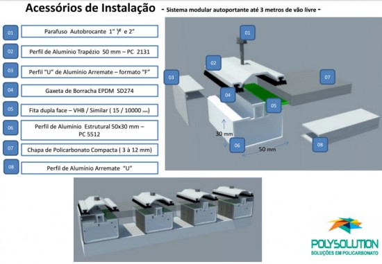 Especificações tecnicas da chapa de Policarbonato compacta raio e vão livre Polysolution