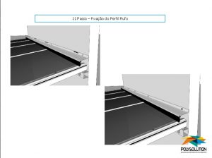 Perfil de aluminio Resolve PC-5038 e Calha Estrutural PC4412 com Policarbonato Alveolar e Vidro- ajustavel e regulável Polysolution