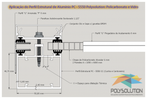 Perfil de aluminio Estrutural PC5550 para vidro e policarbonato Polysolution