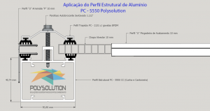 Projeto com Perfil de aluminio Estrutural PC 5550 para chapa de Policarbonato - Polysolution