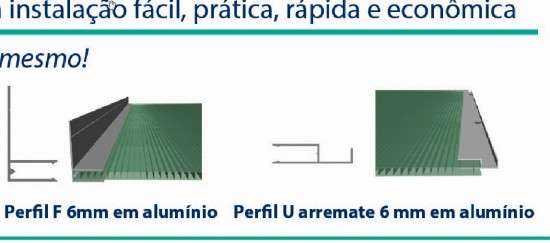 telha de Policarbonato click translucida - perfil Arremate F e arremate cadeirinha