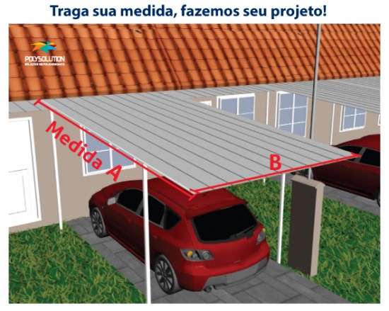 Telha de Policarbonato click alveolar cor fumê - sistema modular - estrutura Tubular em arco