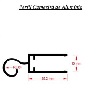 Perfil de aluminio Cumeeira para 10mm de espessura Polysolution