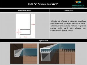 Perfis de Aluminio formato F de 6 e 10 mm para Policarbonato - Polysolution
