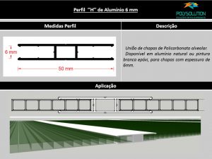 Perfis de Aluminio H 6 mm para Policarbonato - Polysolution