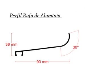 Perfil de Aluminio formato Rufo de 90 x 20 mm barra de 6 metros com gaxeta - Polysolution