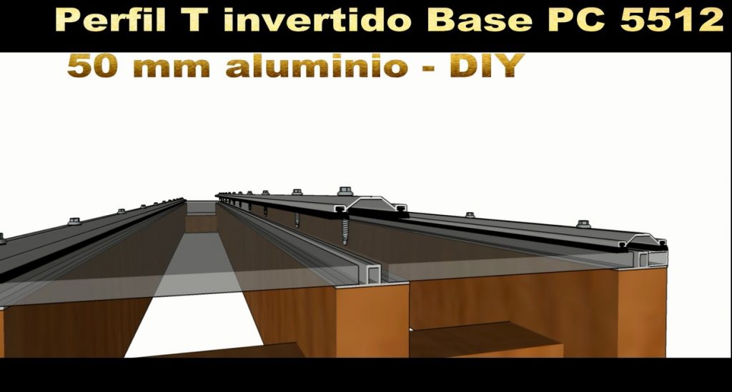 Perfis de Aluminio Base T 50 mm para Policarbonato - Polysolution