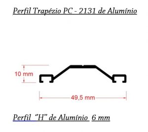 Perfil de Aluminio formato trapézio ou capela com 50 mm de base -Polysolution