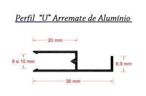 Perfis de Aluminio formato F de 6 e 10 mm para Policarbonato - Polysolution