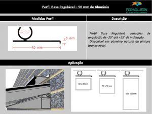 Perfis de Aluminio Base regulável 50 mm para Policarbonato - Polysolution