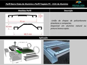 Perfil de Aluminio formato trapézio ou capela com 50 mm de base -Polysolution