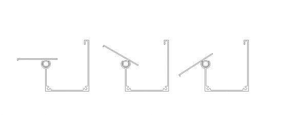 Perfil viga calha em Aluminio referencia PC 4412 barra de 6 metros autoportante até 5 metros de vão livre e Unindo os dois lados com Perfil Estrutural PC5512 em Arco- Patente Polysolution