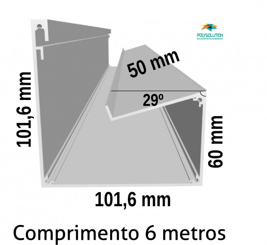 Comparação caracteristicas Perfil Viga-calha PC 4411 e Perfil viga-calha PC 4411 em Aluminio 3 e 4 polegadas - Polysolution