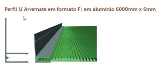 Perfil Arremate em Aluminio formato F 6mm - Polysolution