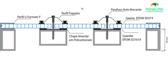 Perfil Arremate em Aluminio formato F 6mm - Polysolution