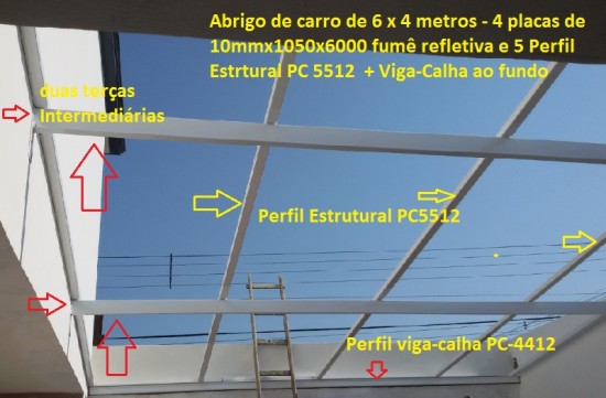 Sistema modular de instalação cobertura de Policarbonato com Perfil Viga calha e Perfil estrutural - faça voce mesmo, monte facil, rapido e economico