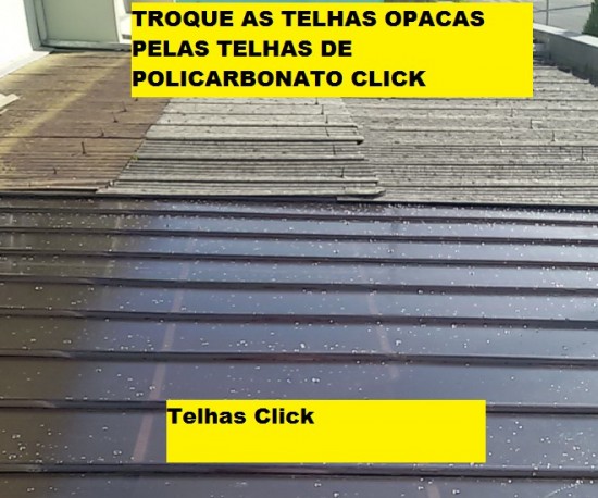 comparação de um telhado velho em substituição pelas telhas de Policarbonato click