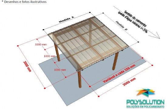 Pergolado de MAdeira coberto com as Telhas de Policarbonato click Polysolution Cor Cinza escuro ou cor fumê - sistema modular em Policarbonato Click