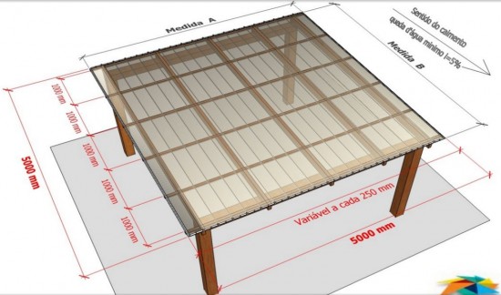 Pergolado de MAdeira coberto com as Telhas de Policarbonato click Polysolution Cor Cinza escuro ou cor fumê - sistema modular em Policarbonato Click