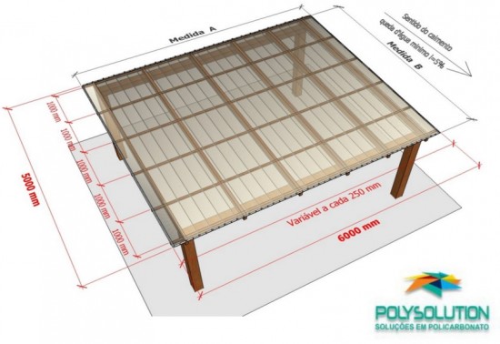 Pergolado de MAdeira coberto com as Telhas de Policarbonato click Polysolution Cor Cinza escuro ou cor fumê - sistema modular em Policarbonato Click