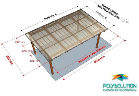 Pergolado de MAdeira coberto com as Telhas de Policarbonato click Polysolution Cor Cinza escuro ou cor fumê - sistema modular em Policarbonato Click