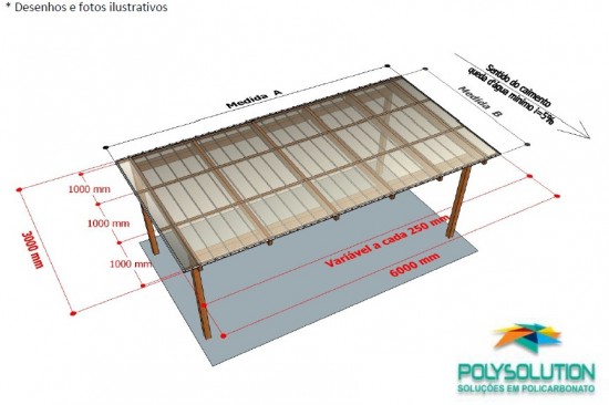 Pergolado de MAdeira coberto com as Telhas de Policarbonato click Polysolution Cor Cinza escuro ou cor fumê - sistema modular em Policarbonato Click