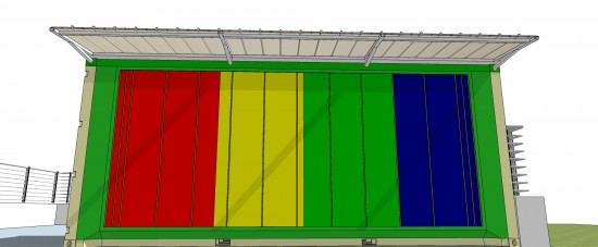 Toldo em Policarbonato telha click cor cristal em container de sustentabildiade Polysolution