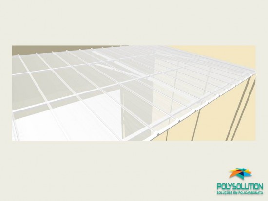 Toldo Comercial - 2,5 m - Cristal - Detalhes tecnicos do Projeto - Toldo de Policarbonato em comercio com as Telhas de Policarbonato CLICK cor cristal 15 x 3 metros