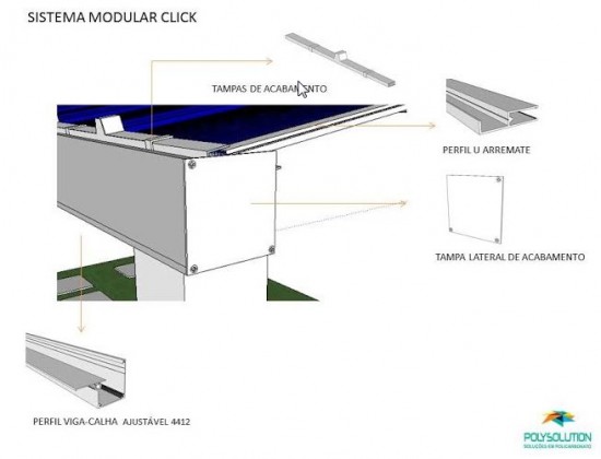 Perfil viga calha PC 4412 em aluminio - barras de 6 metros - é viga , é calha - medida base 76,2 mm