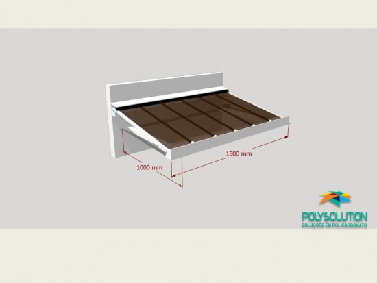 Toldo de Policarbonato Click pré pronto com perfil viga-calha PC4412 da Polysolution