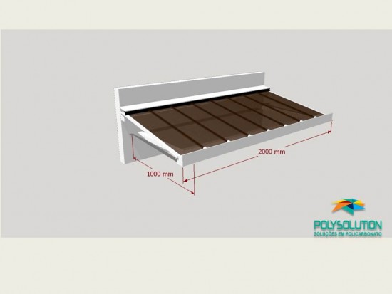 Toldo de Policarbonato Click pré pronto com perfil viga-calha PC4412 da Polysolution