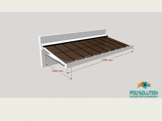 Toldo de Policarbonato Click pré pronto com perfil viga-calha PC4412 da Polysolution