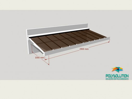 Toldo de Policarbonato Click pré pronto com perfil viga-calha PC4412 da Polysolution