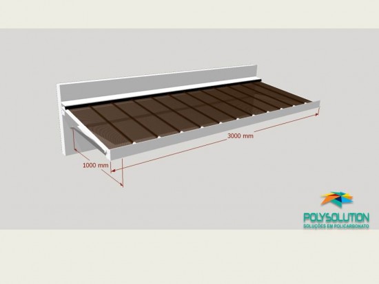 Toldo de Policarbonato Click pré pronto com perfil viga-calha PC4412 da Polysolution