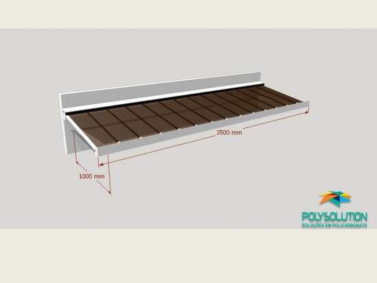 Toldo de Policarbonato Click pré pronto com perfil viga-calha PC4412 da Polysolution