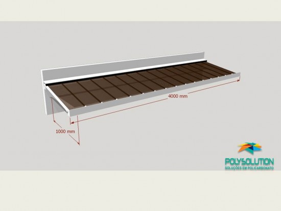 Toldo de Policarbonato Click pré pronto com perfil viga-calha PC4412 da Polysolution