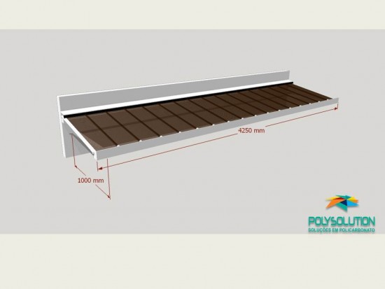 Toldo de Policarbonato Click pré pronto com perfil viga-calha PC4412 da Polysolution