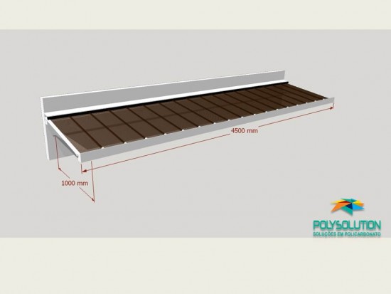 Toldo de Policarbonato Click pré pronto com perfil viga-calha PC4412 da Polysolution