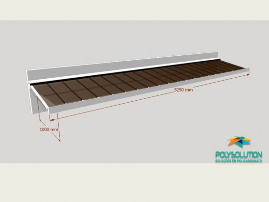 Toldo de Policarbonato Click pré pronto com perfil viga-calha PC4412 da Polysolution