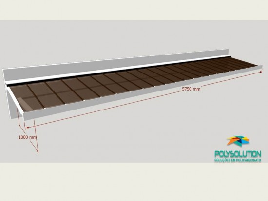 Toldo de Policarbonato Click pré pronto com perfil viga-calha PC4412 da Polysolution