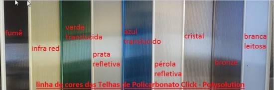  Telhas de Policarbonato Click cor azul Translucida Polysolution