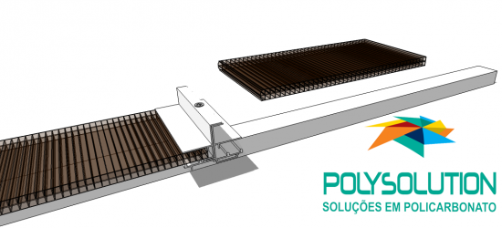 Sistema de montagem modular com perfil de união em aluminio RAP FIX CLICK, sistema de engate rápido para alveolar de 10 mm Polysolution