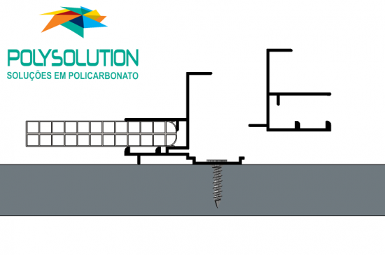 Sistema de montagem modular com perfil de união em aluminio RAP FIX CLICK, sistema de engate rápido para alveolar de 10 mm Polysolution