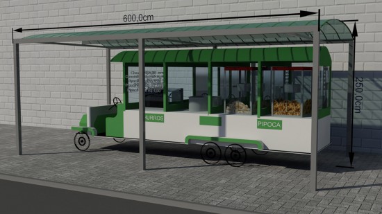 Cobertura de carrinho de alimnetos Food Truck em Telhas de Policarbonato click verde Translucida Polysolution