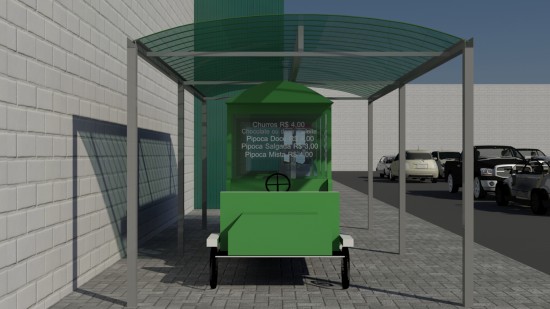 Cobertura de carrinho de alimnetos Food Truck em Telhas de Policarbonato click verde Translucida Polysolution