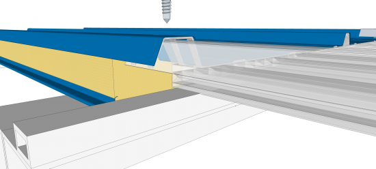 Termopainel Telha Sanduiche de Policarbonato termoacustica Translucida com 30mm espessura e encaixe trapezoidal - Polysolution