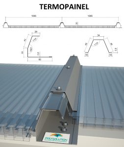 Termopainel telha de Policarbonato alveolar Trapezoidal translucido 30x1005x11.800 mm - Polysolution