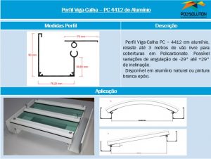 Perfil Estrutural Viga-Calha PC4412_76 de aluminio - 3 poelgadas -76,2 mm - Polysolution