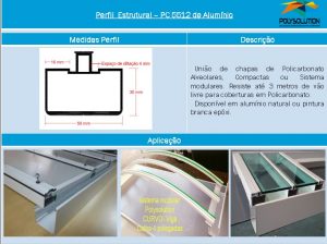 Linha de perfis de aluminio para Insalação de Policarbonato -Perfil PC 5512-Polysolution