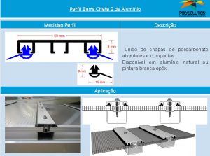 Linha de perfis para Instalação Policarbonato - Perfil Barra chata 2 -Polysolution